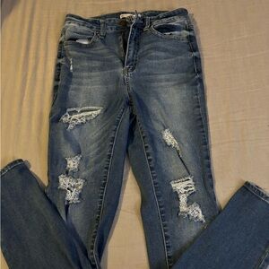Distressed Blue Jeans